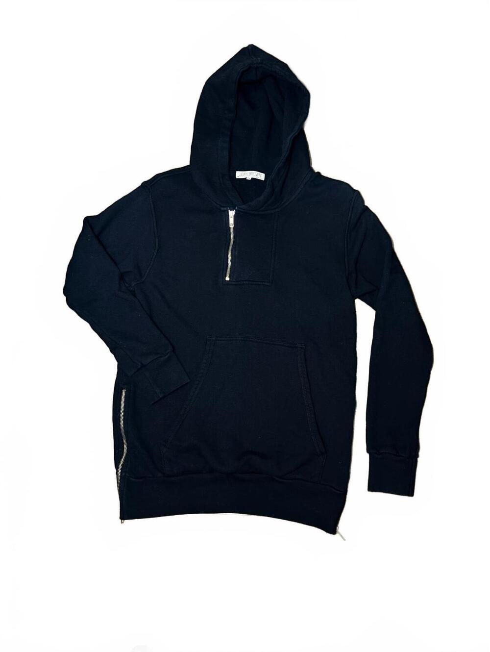 Joah Brown Black Hoodie Sweatshirt with Zipper Details Size Small